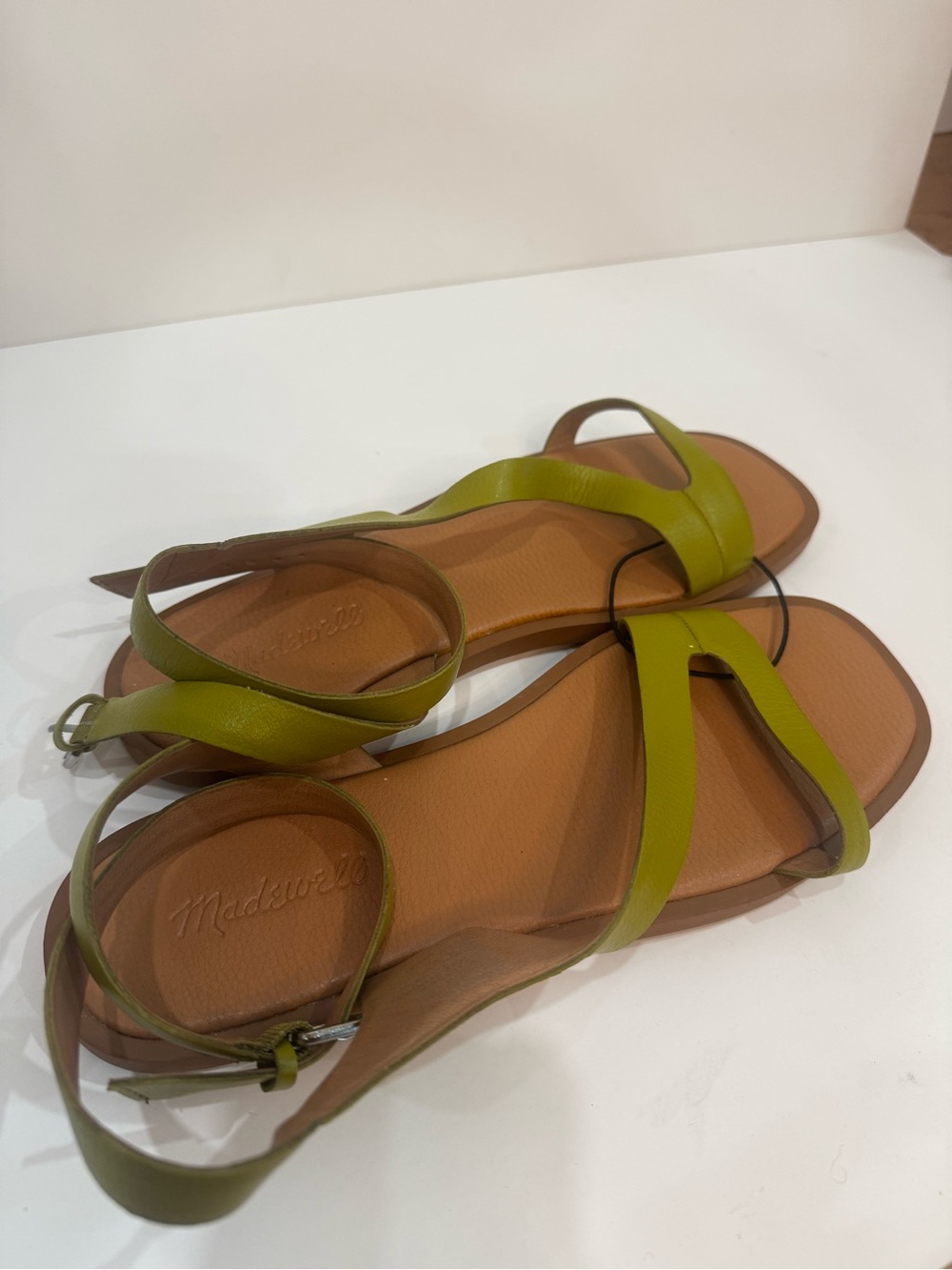 Madewell Olive Green Strappy Leather Flat Sandals brand new size 9 - Picture 6 of 8